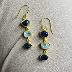 Blue Sapphire and Aquamarine Earrings