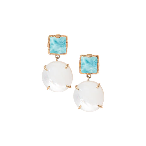 Donna Earrings - Larimar & Mother of Pearl