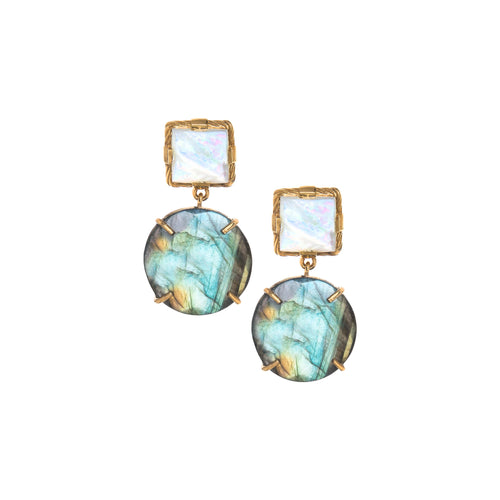 Donna Earrings - Mother of Pearl & Labradorite