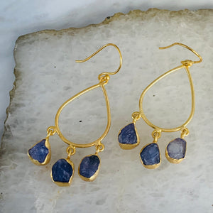 Pear Raw Gemstone Earrings