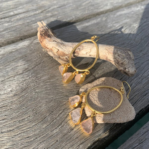 Oval Raw Gemstone Earrings