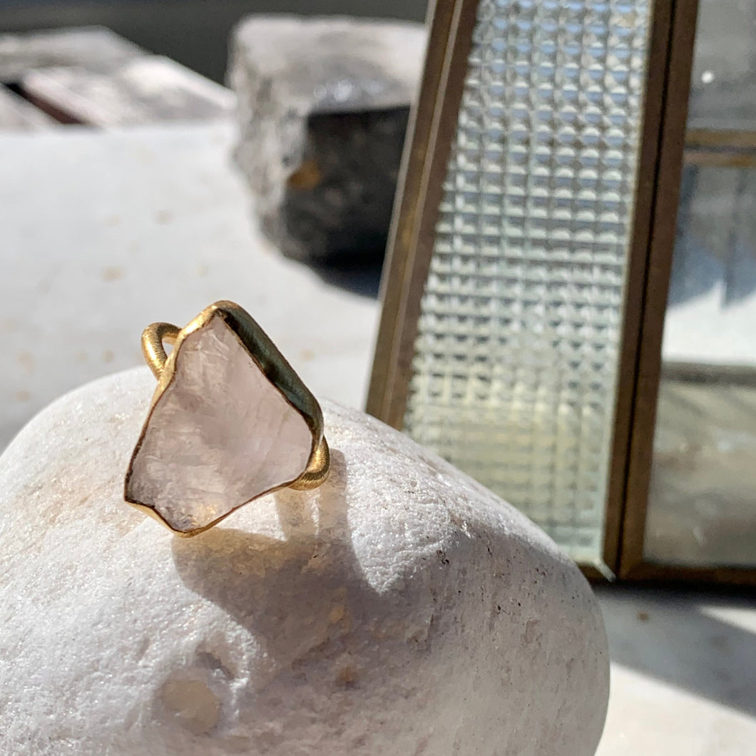 Raw Rose Quartz Ring