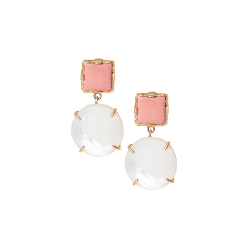 Donna Earrings - Pink Chalcedony & Mother of Pearl