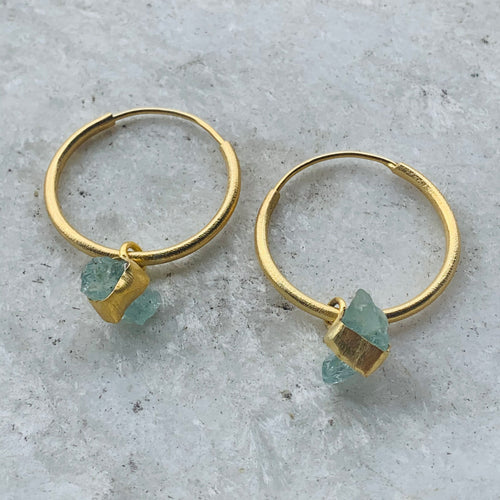 Raw Gemstone Hoops